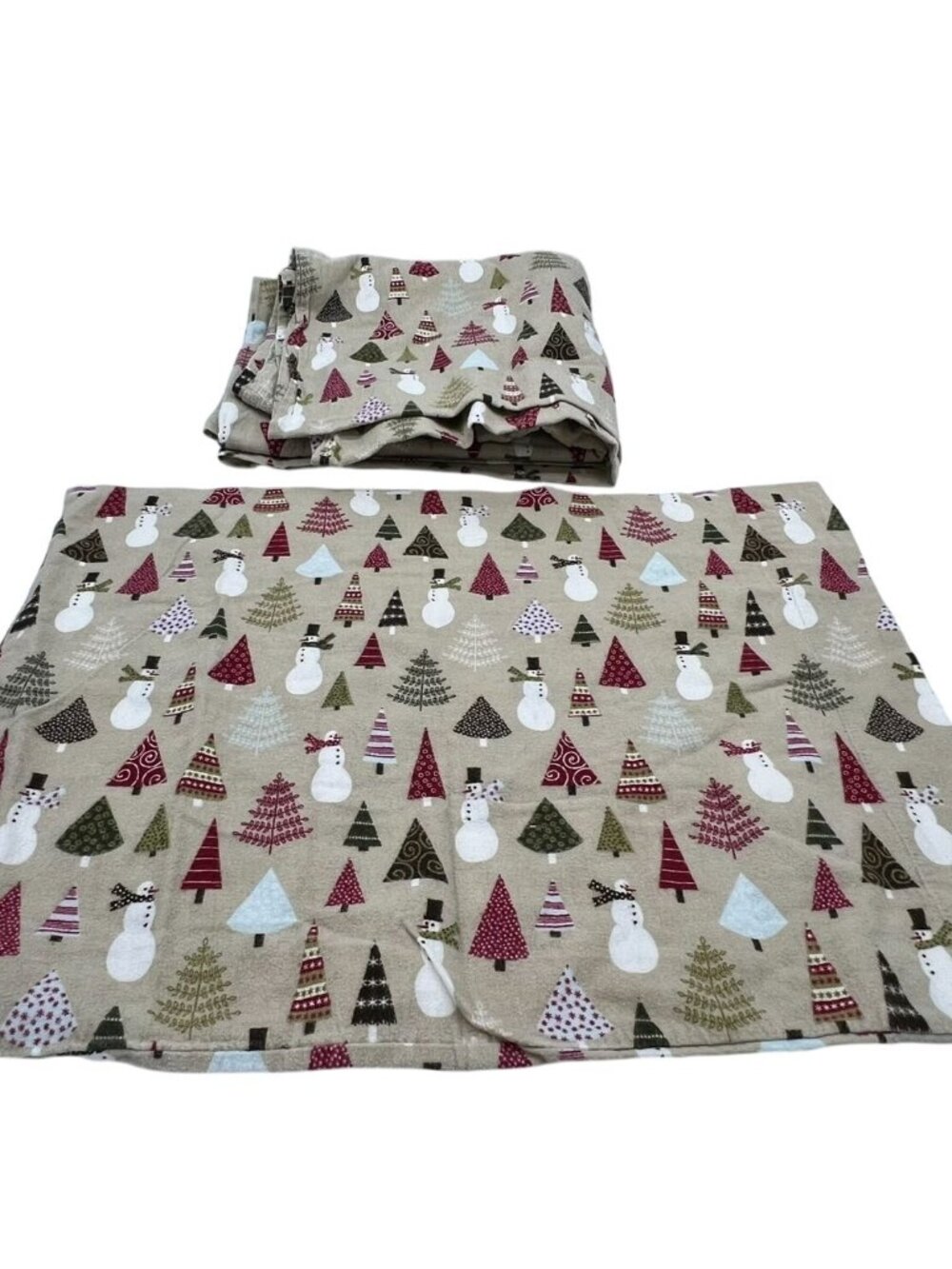 Lot Of 2 Target Home Cotton Christmas Holiday Pillowcases Tan Snowman Bedding